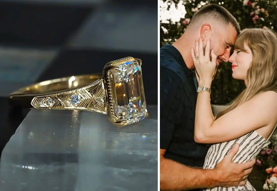Anillo de Taylor Swift: diamante old mine montado en oro amarillo